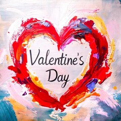 Heart drawn with colors with the inscription Valentine's Day