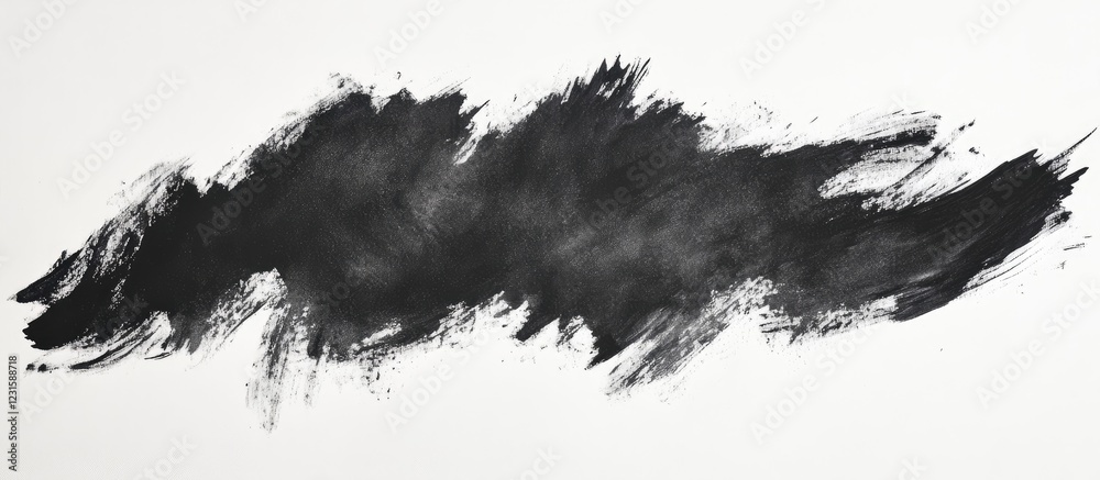 Poster abstract black brushstroke on a white background, sweeping diagonally from left to right, creating a