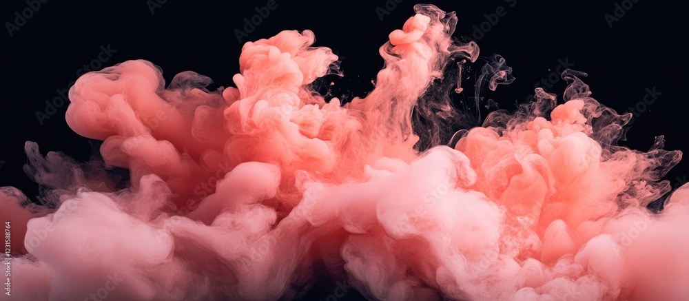 Leinwandbilder coral pink smoke billows and swirls dynamically against a bold black backdrop, creating a striking v