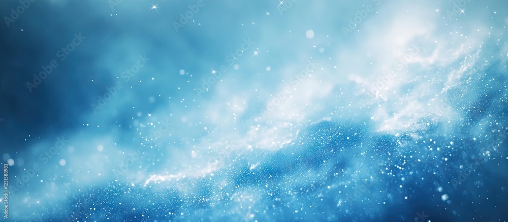 Poster bright cosmic nebula with shimmering glittering light on a gradient blue background showcasing vibra