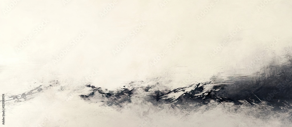 Fototapete White grunge background with soft black ink splashes and a subtle vignette effect creating an artistic and textured design space for projects
