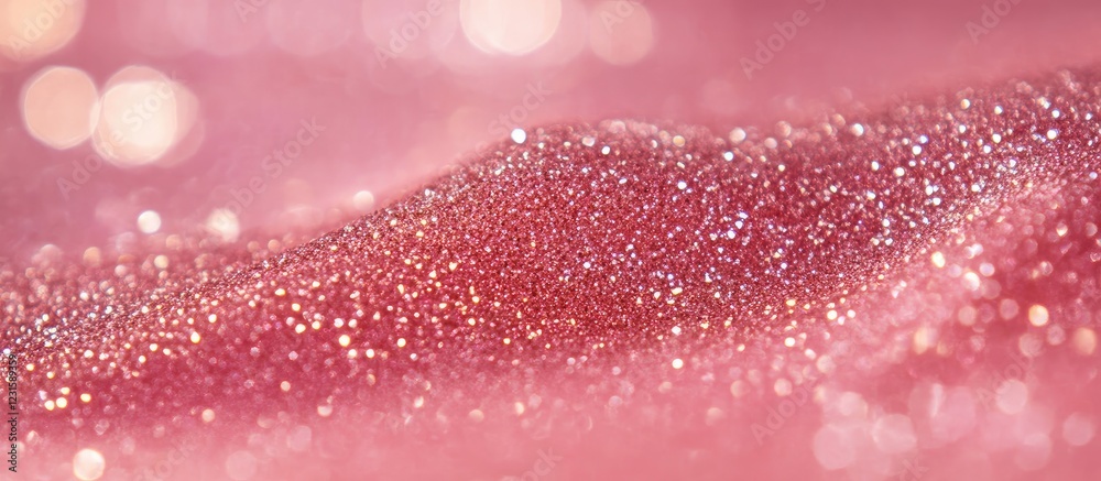 Poster pink shimmering glitter background with soft waves and bokeh highlights, featuring vibrant pink and 