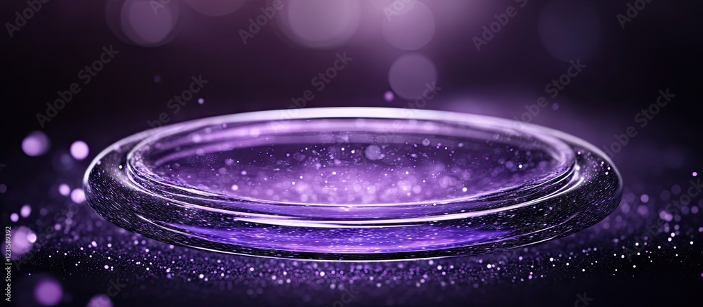 Aufkleber Circular bokeh vortex in shades of purple with magical particle shine creating a mesmerizing galaxy background for stunning digital wallpaper.