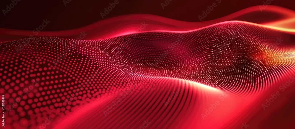 Leinwandbilder vibrant close-up of flowing red holographic particles with rippled textures on a dark background cre