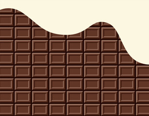 クリームがかかった板チョコレートの背景イラスト素材 ベクター バレンタインデー 