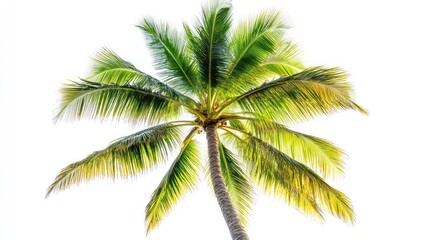 Tropical Palm Tree, Sunny Day, White Background, Vacation