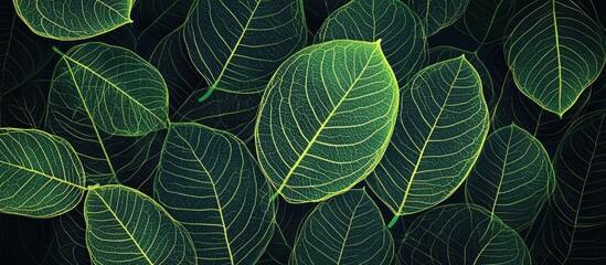 Vibrant green leaf background with varying shades of green in a symmetrical pattern creating a fresh and natural wallpaper design for projects