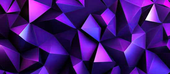 Fototapeta premium Vibrant abstract purple and violet geometric shapes intertwined with sharp angles and gradients creating a dynamic textured background composition.