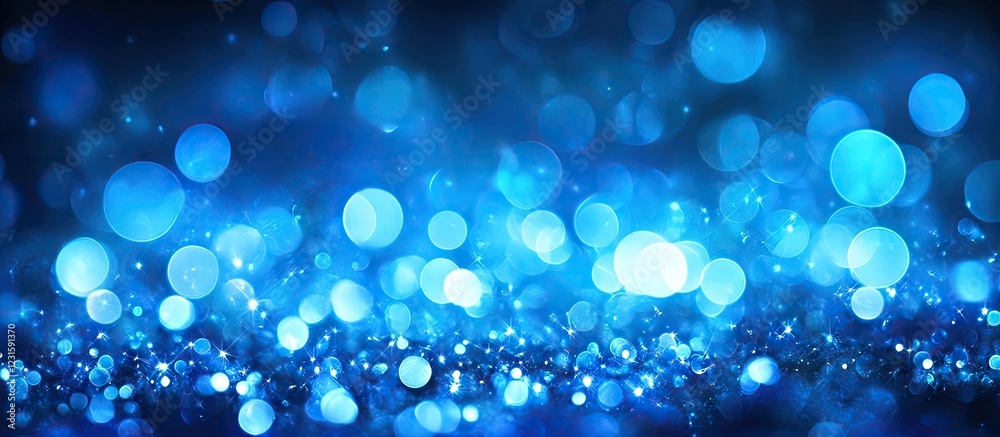 Leinwandbilder bokeh effect with soft blue and turquoise sparkling glitters on a dark background ideal for elegant 