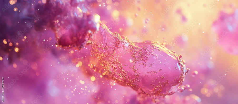 Fototapete vibrant pink and gold abstract galaxy background featuring swirling colors and luminous particles cr