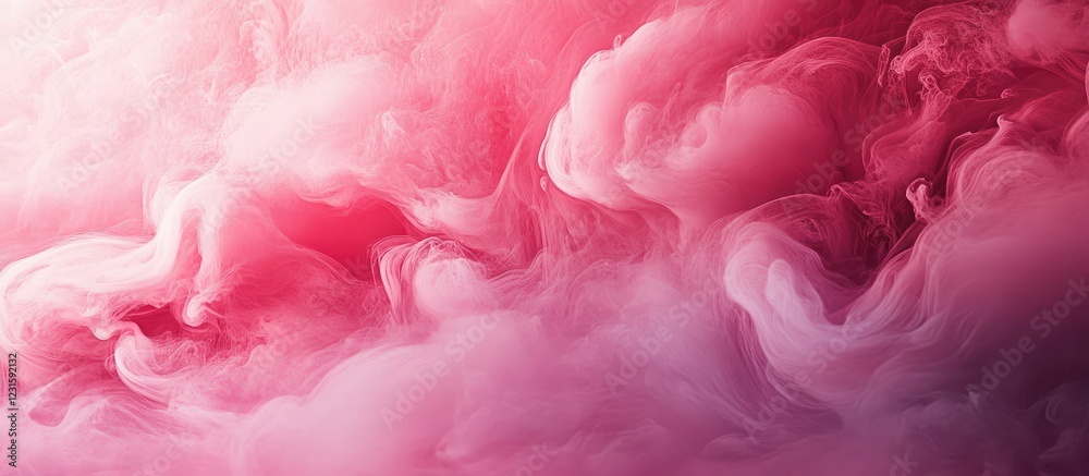 Aufkleber Vibrant pink and soft white clouds swirl gracefully on a fluid abstract background enhancing design with a light and airy ambiance
