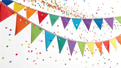 Obraz premium Colorful Celebration Pennant Chain with Confetti for Festive Decor