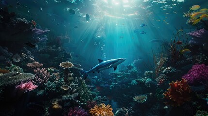 Naklejka premium Underwater view and sea life