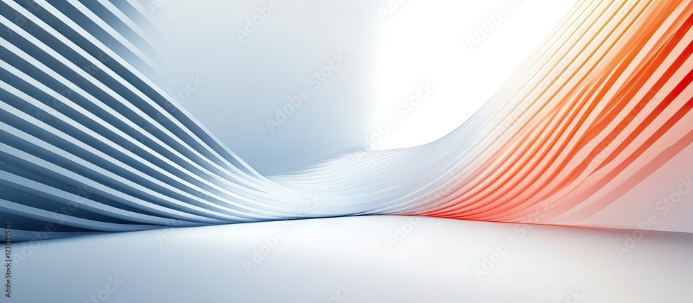 Leinwandbilder abstract background featuring smooth, flowing lines in shades of blue, white, and subtle orange, cre