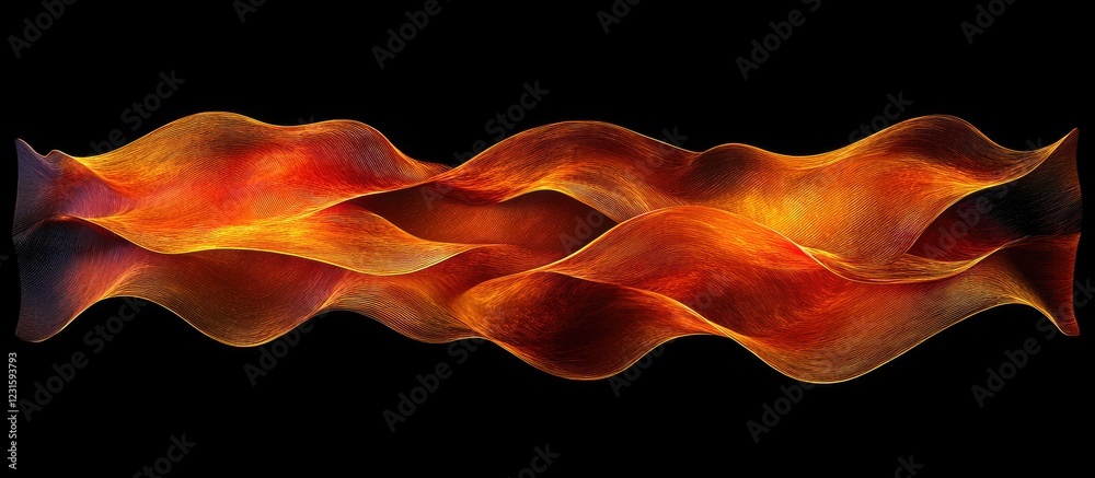Aufkleber Vibrant orange and red waves of flame dance against a black background, creating a mesmerizing and dynamic display of warmth and energy