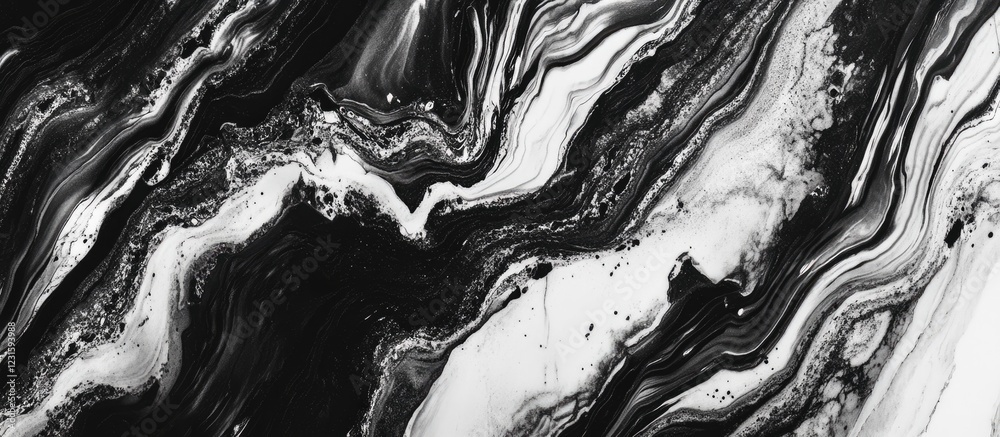 Aufkleber Elegant black white and silver marble texture with swirling patterns creating a luxurious backdrop perfect for high-end interior designs and projects