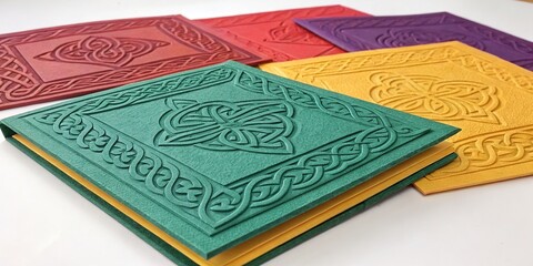 Fototapeta premium Embossed Celtic Paper Art - Detailed & Vibrant