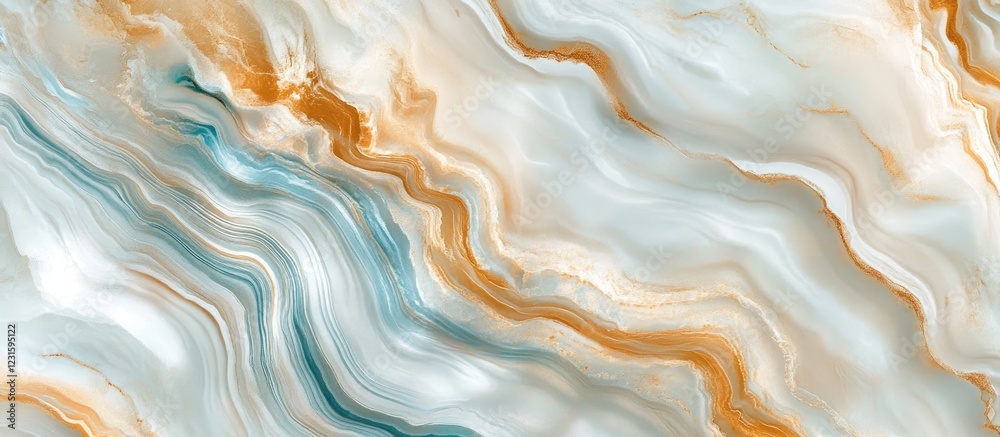 Poster Trendy marble abstract design featuring fluid shapes in soft peach and blue tones with swirls and patterns for artistic backgrounds