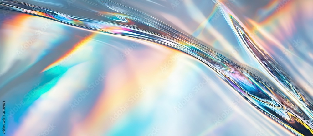Aufkleber Vibrant silver and electric blue abstract rainbow wave background with ample copy space for creative projects featuring colorful themes