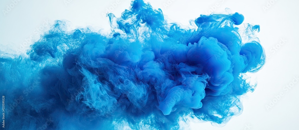 Aufkleber Royal blue smoke billows across a soft white background with intricate textures and layers, creating a dynamic and captivating visual experience