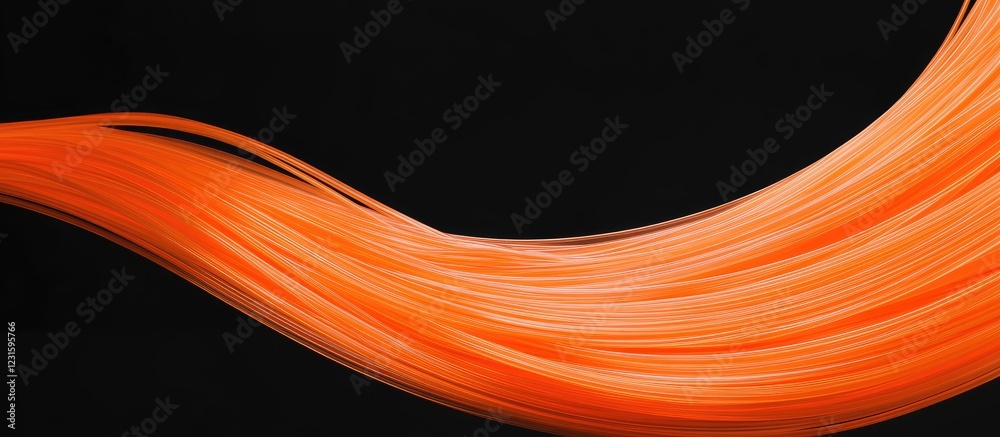 Poster vibrant orange flowing lines on a black background with smooth waves creating a dynamic and elegant 