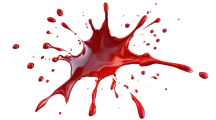 Red paint splashing with transparent background