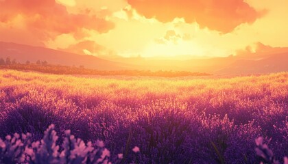 Sunset Serenity: Lavender Fields at Golden Hour