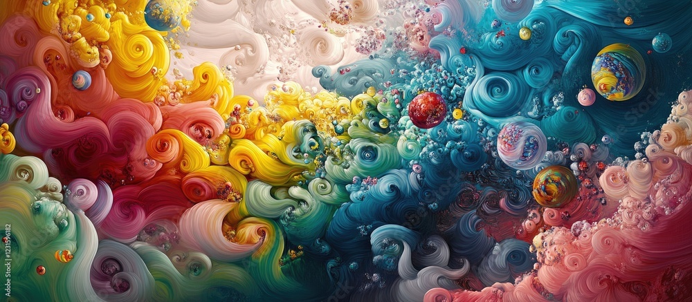 Leinwandbilder colorful abstract swirls in vibrant red yellow green and blue create a dynamic artwork showcasing li