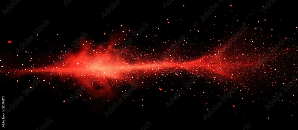 Leinwandbilder Bright red pyrotechnics display on a black background creating a dynamic festive atmosphere with swirling particles for celebratory themes