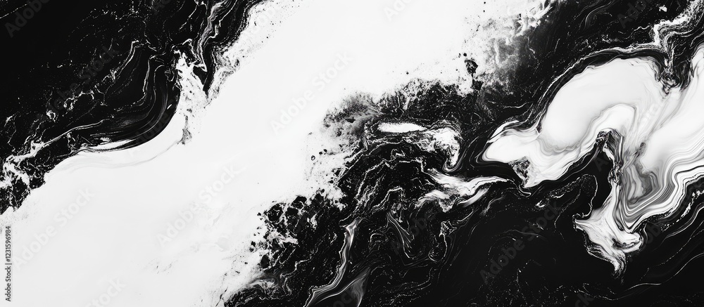Aufkleber sophisticated abstract marble waves in dark black and white create a seamless blend of elegance and 