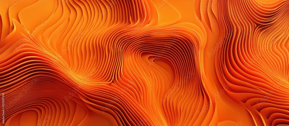 Poster vibrant flowing orange and deep red abstract waves creating a dynamic textured background ideal for 