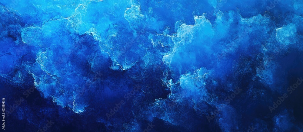 Fototapete Vibrant blue abstract background with layered textures and soft light, featuring dark blue tones and dynamic shapes for versatile design applications