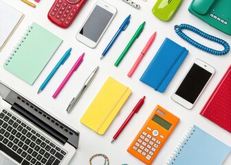 Line Art Office Equipment Seamless Pattern