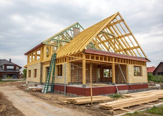 Obraz premium Modern House Truss Construction - Stunning Architectural Detail