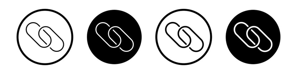 Link icon collection in black and white filled and outlined style for web.