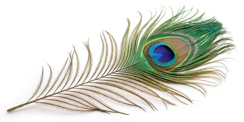 Obraz premium Peacock Feather Isolated on Transparent Background