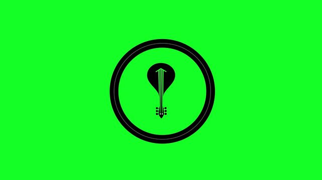 loading music animation harp rotation in greenscreen background harp icon logo