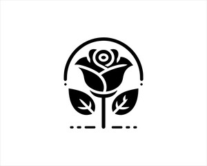 Rose Silhouette Logo Design 