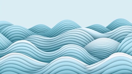 Fototapeta premium Flowing striped wave in light blue tones, forming a dynamic and modern pattern against a soft gradient backdrop