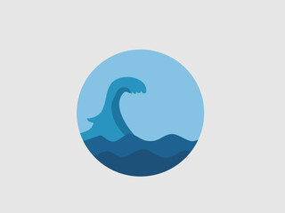 This is a flat vector illustration of an ocean wave