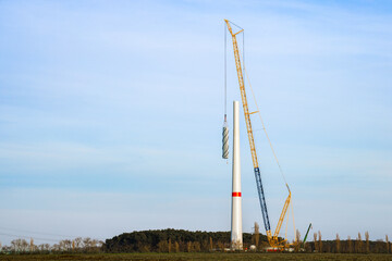 Wind turbine installation with a large crane