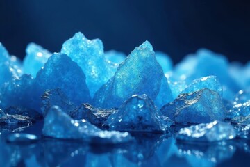 Obraz premium Abstract geometric blue ice shards, sharp angles , ice crystals, frozen