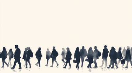 Naklejka premium Silhouettes of diverse people walking.