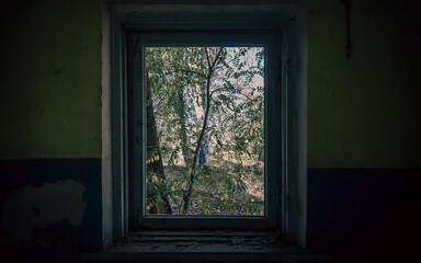 abandoned destroyed houses in the city during the war in Russia Kursk region