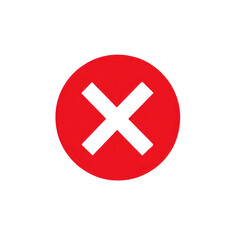 Obraz premium A bright red circle displays a bold white cross symbolizing restriction, isolated on a transparent background, png, alpha