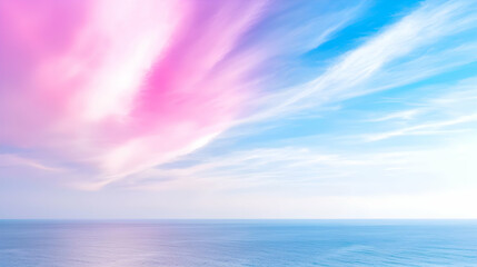 Obraz premium Pastel sky over calm ocean; tranquil seascape; background for design