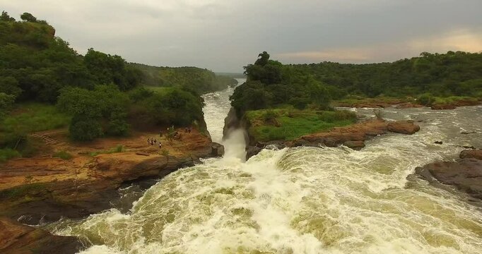 Murchison Falls, also known as Kabalega Falls, at the apex of Lake Albert on the Victoria Nile in&nbsp;Uganda
