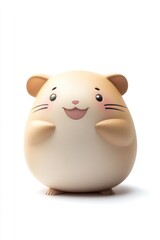 Happy hamster, studio shot, white background, children's book illustration