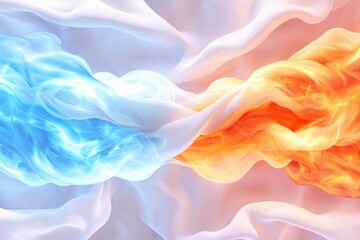 Obraz premium Abstract blend of blue and orange smoke waves.