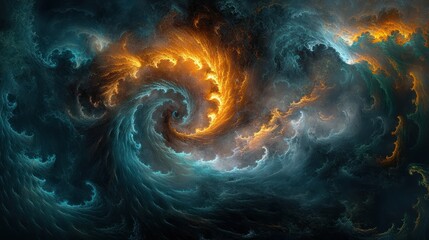 Cosmic swirl, nebula, space, fire, energy, abstract art, background, digital